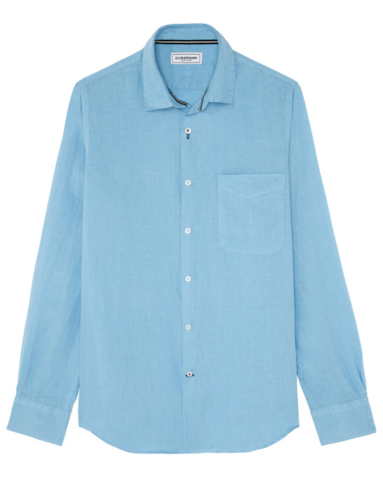 DIVA - Plain linen shirt ocean blue