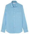 DIVA - Plain linen shirt ocean blue