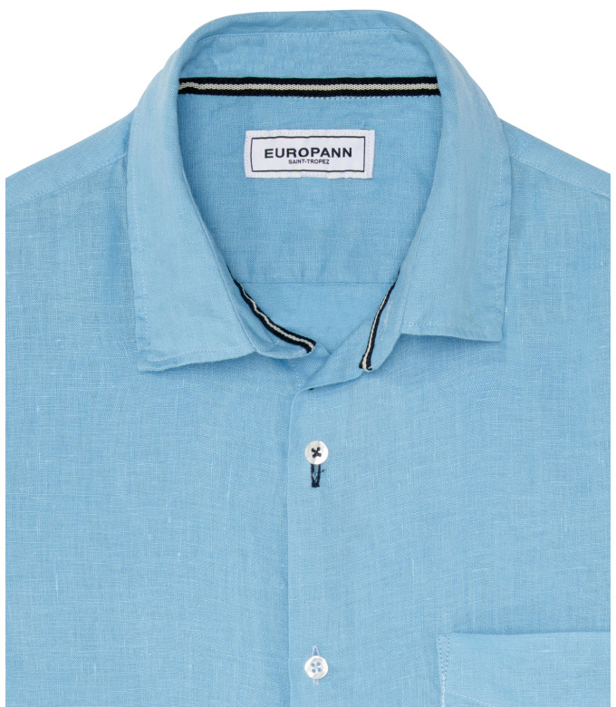DIVA - Plain linen shirt ocean blue