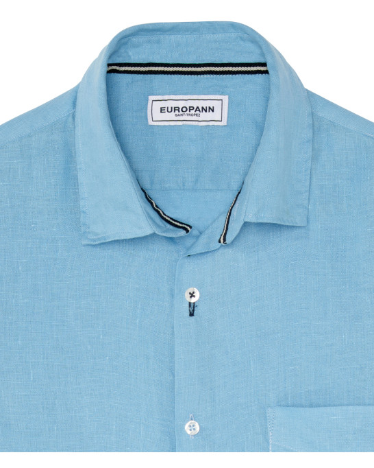 DIVA - Plain linen shirt ocean blue