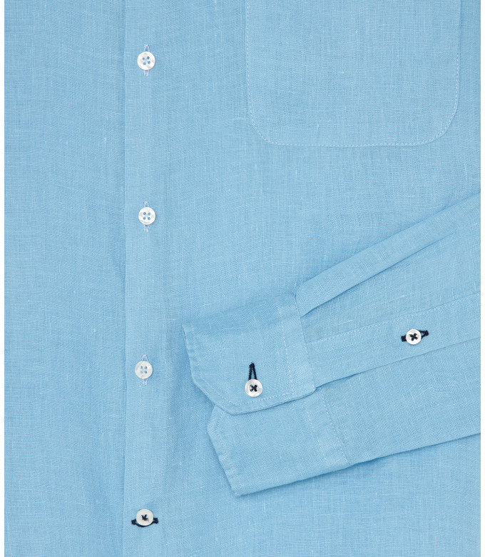DIVA - Plain linen shirt ocean blue