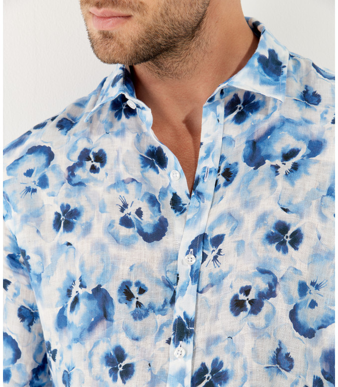 ADAM - White printed linen shirt