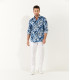 ADAM - Chemise lin imprimé marine