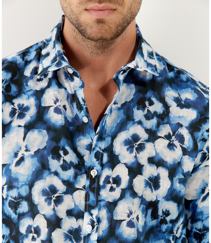 ADAM - Marine printed linen shirt