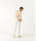 ADRIAN - Printed linen shirt with yellow floral motifs