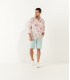 ADRIAN - Chemise imprimé en lin motifs floral rose