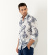 BLAKE - Chemise en lin imprimé fougere blanc