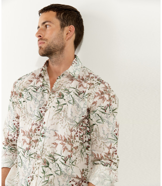 BLOOM - Chemise coton imprimé fleurie écru