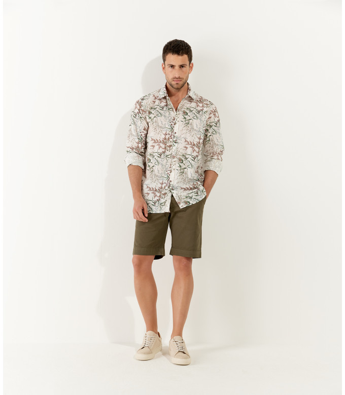 BLOOM - Cotton ecru flower printed shirt