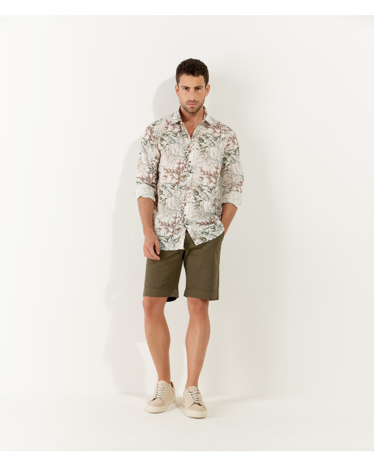 BLOOM - Cotton ecru flower printed shirt