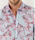 CIRO - Chemise lin imprimé motif fleur japonaise ciel