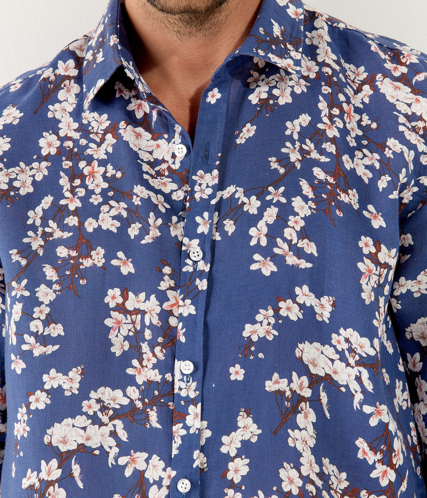 Men's regular shirt with japanese flower print