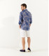 CIRO - Chemise lin imprimé motif fleur japonaise indigo