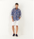 CIRO - Indigo Japanese flower print linen shirt