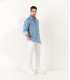 CIRO - Chemise lin imprimé motif fleur japonaise ocean