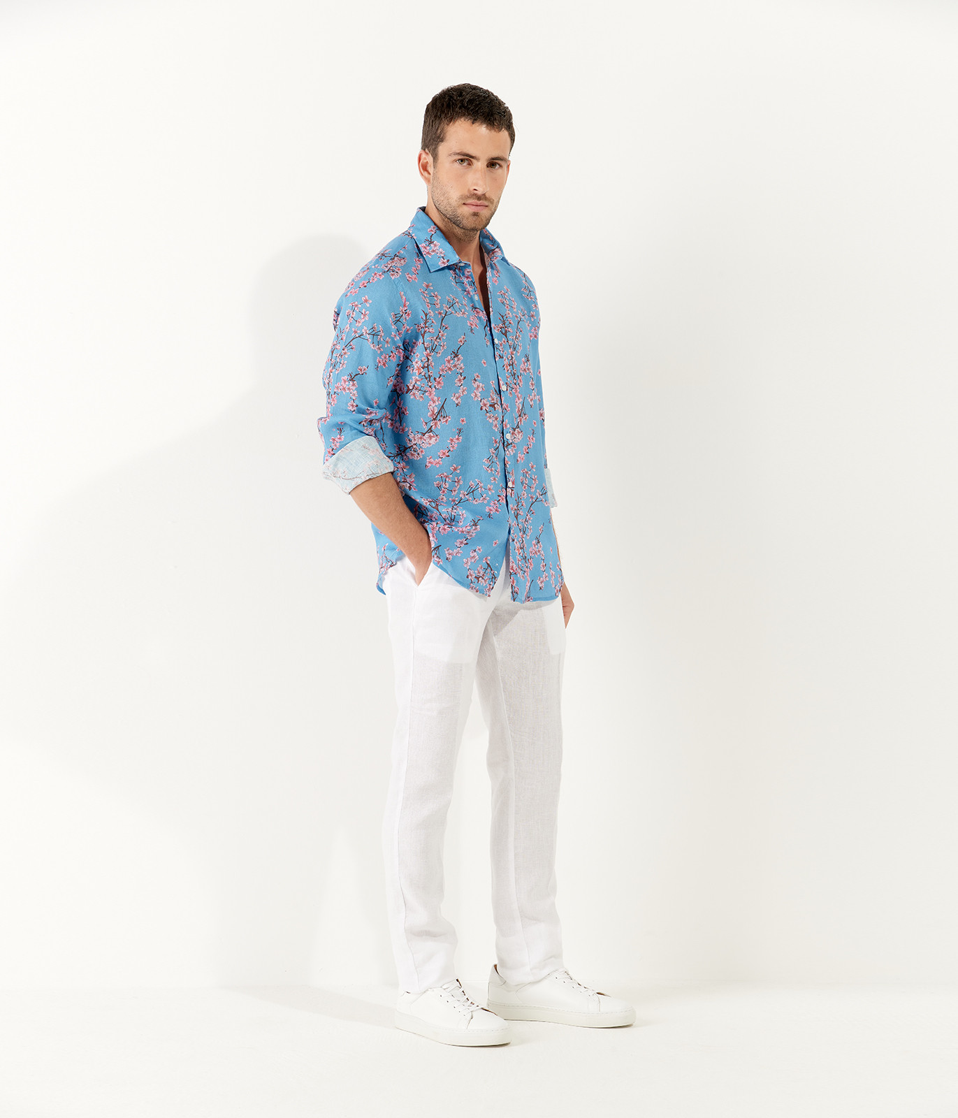 Men's regular shirt with japanese flower print