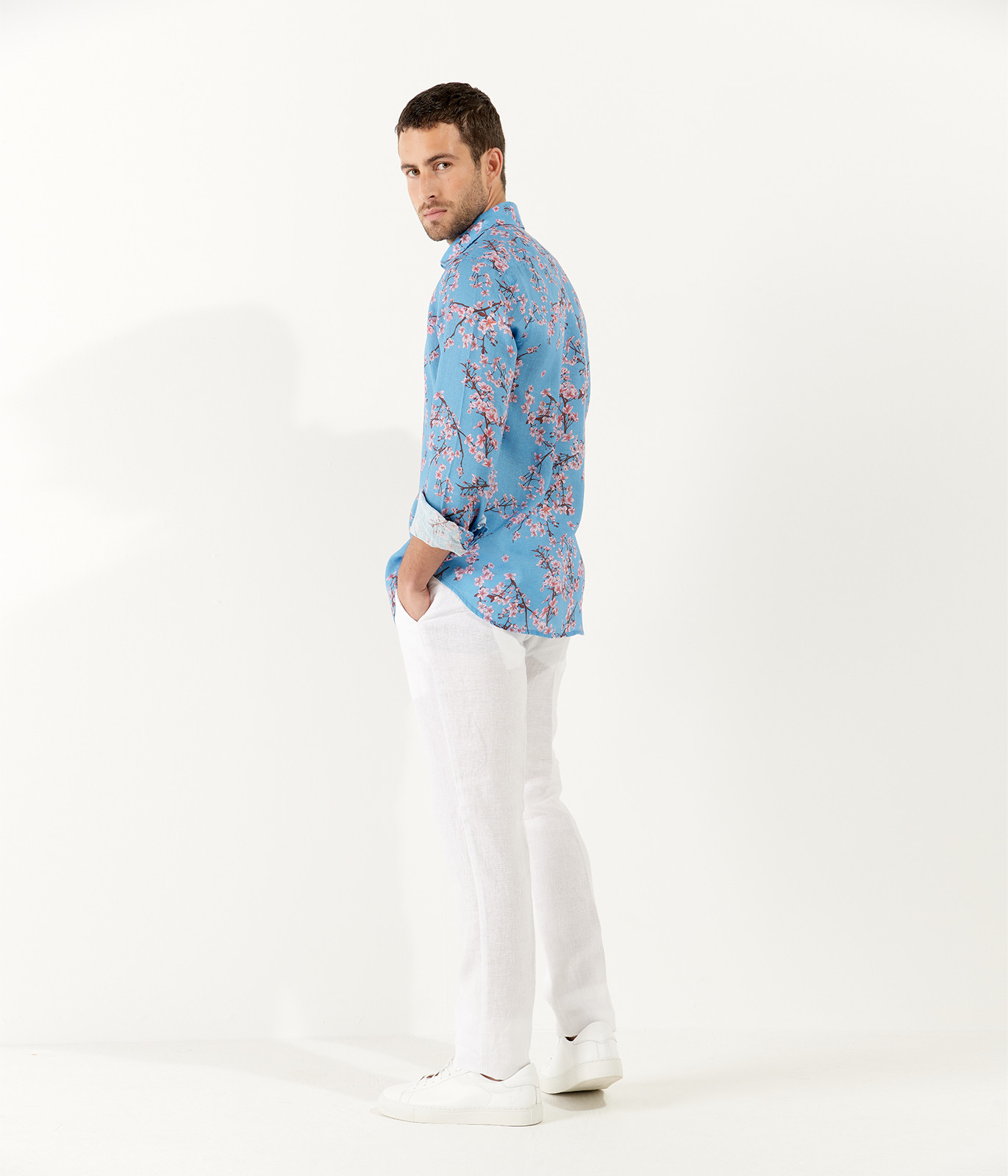 Men's regular shirt with japanese flower print