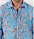 CIRO - Chemise lin imprimé motif fleur japonaise ocean
