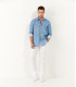 CIRO - ocean Japanese flower print linen shirt