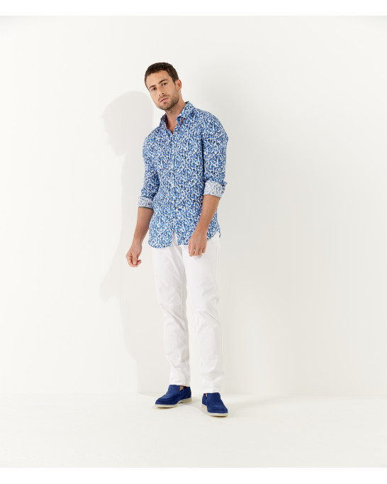 COOPER - Marine leopard print linen shirt