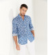COOPER - Chemise en lin imprimé léopard coloris marine