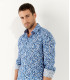 COOPER - Chemise en lin imprimé léopard coloris marine