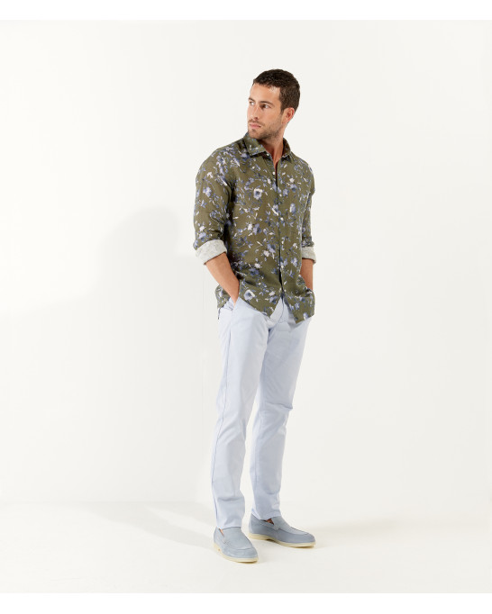 EAST -Flower print linen men's shirt