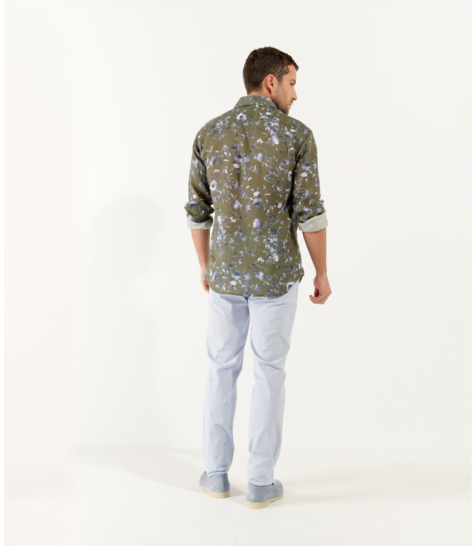 EAST -Flower print linen men's shirt
