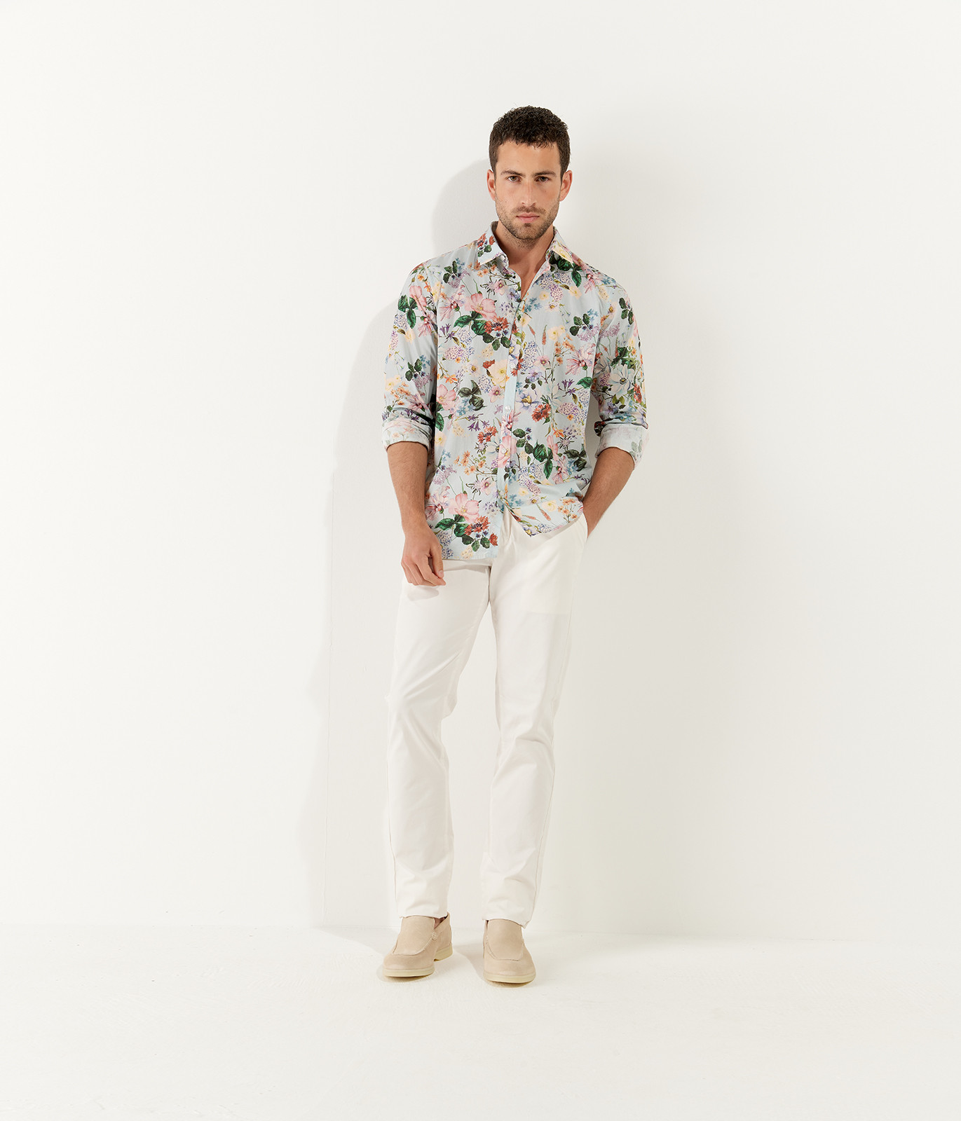 Cotton Mens Flower Printed Shirt