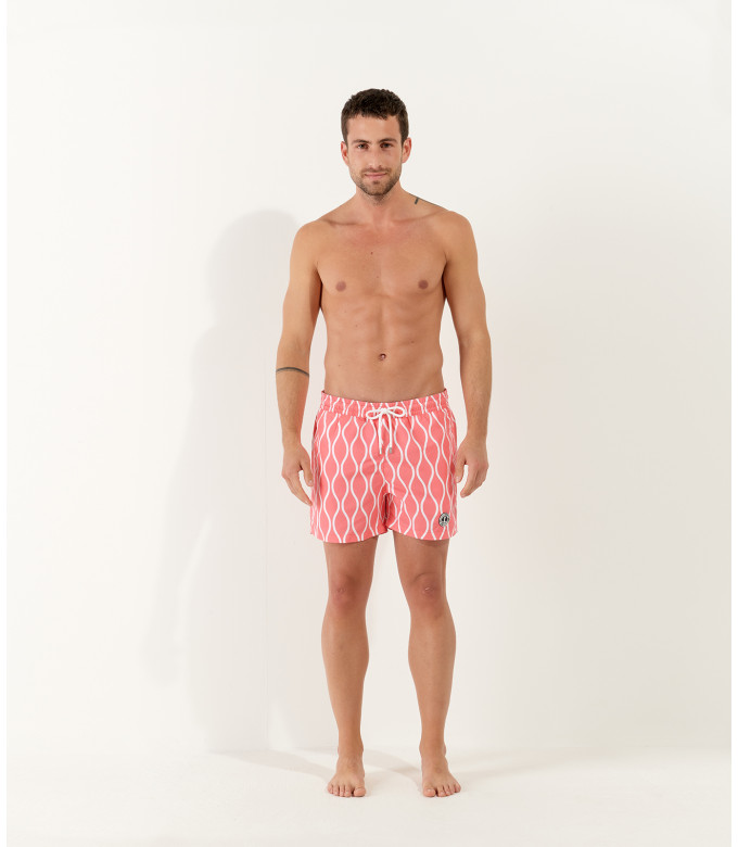 JAROD - Wavy fuchsia printed swim shorts