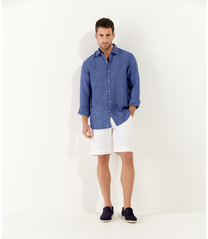 JONAS - Chemise unie lin indigo