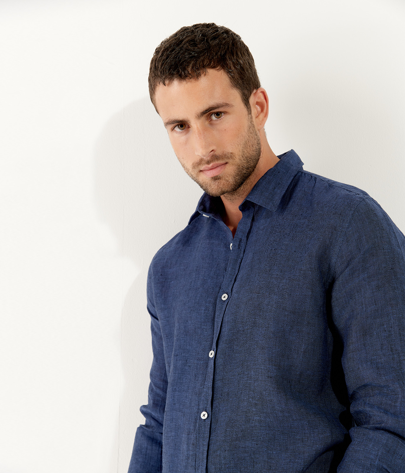 Plain navy blue color long sleeves shirt for men