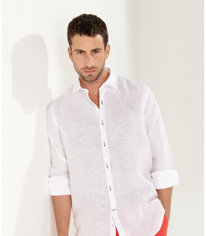 JONAS - Casual linen shirt, white 