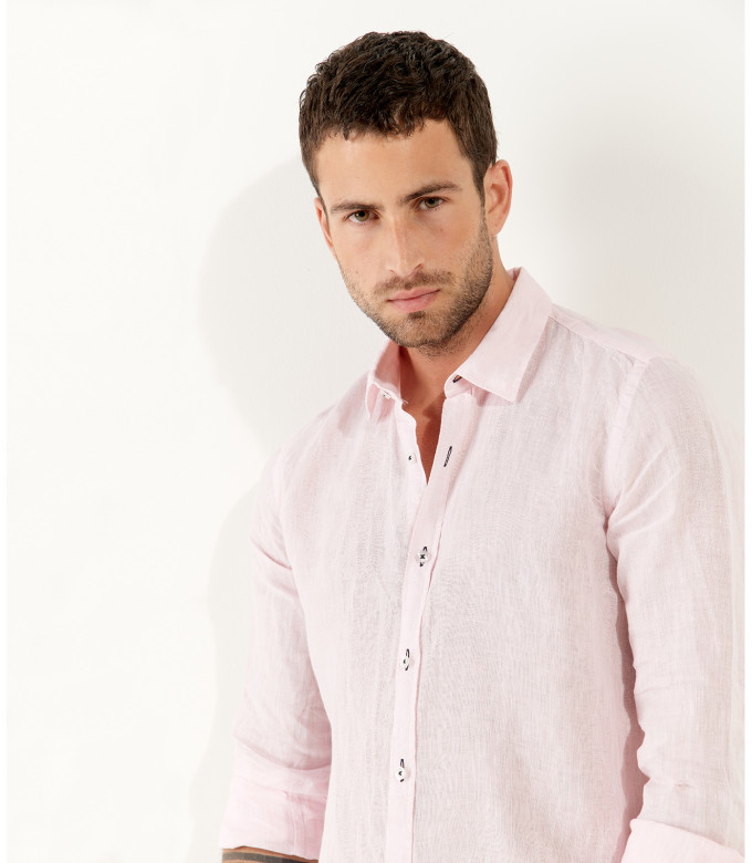 JONAS - Casual linen shirt, pink