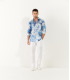 KANYE - Chemise en lin imprimé fleurie blanc