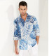 KANYE - White floral print linen shirt