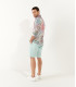 KANYE - Chemise en lin imprimé fleurie aqua