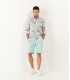 LORD - Aqua floral printed linen shirt