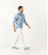 LORD- Chemise lin imprimé fleurie Indigo