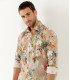 LUC - Cotton beige printed shirt