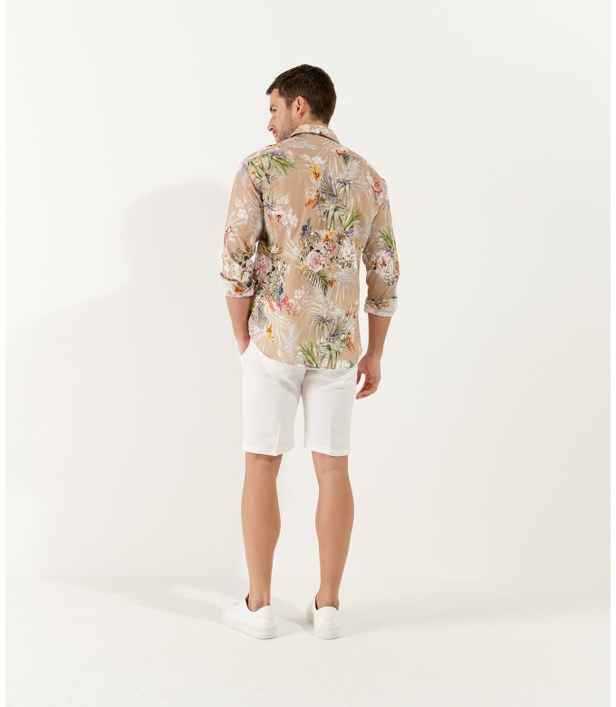 LUC - Cotton beige printed shirt