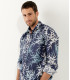 RALF - Navy blue floral print linen shirt