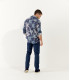 RALF - Navy blue floral print linen shirt