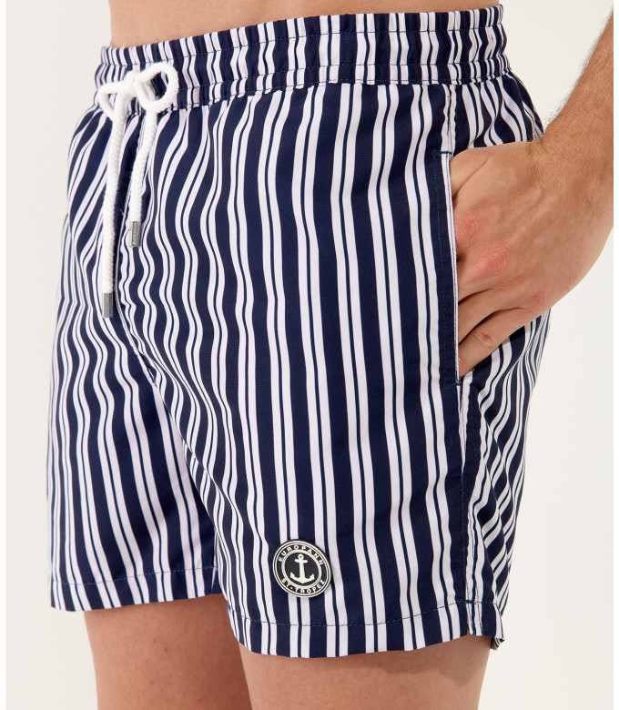 RYAN - Short de bain rayures marine