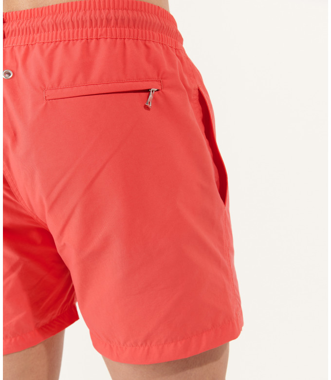 SOFT - Plain color slim fit swimshorts, coral color