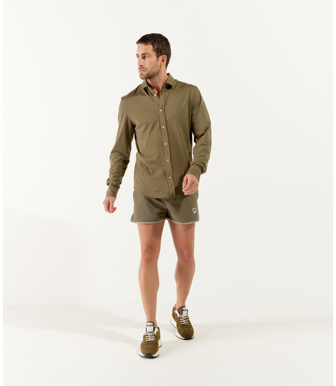 STUART - Thin cotton shirt, khaki 