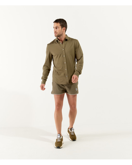 STUART - Thin cotton shirt, khaki 