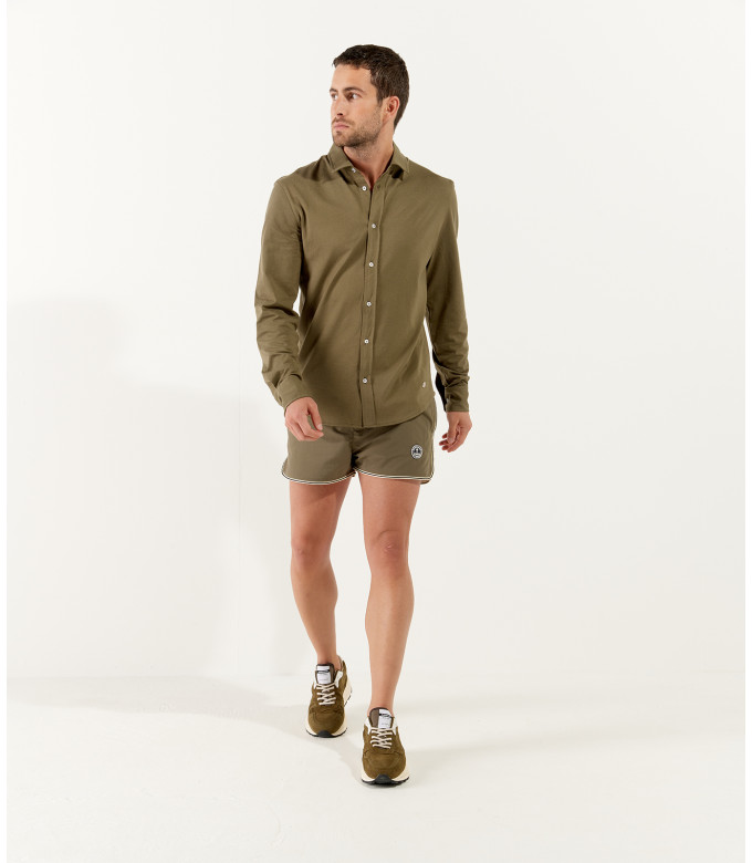 STUART - Thin cotton shirt, khaki 