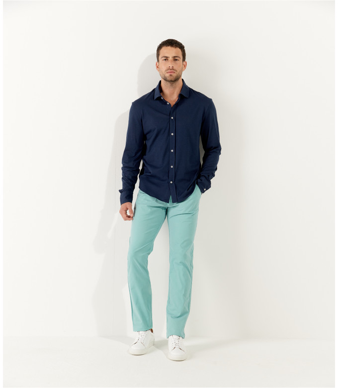 STUART - Thin jersey cotton shirt, blue navy