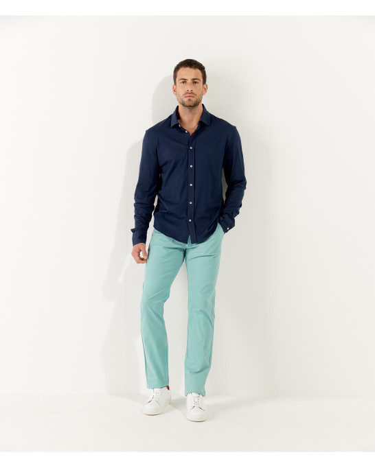 STUART - Thin jersey cotton shirt, blue navy